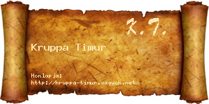 Kruppa Timur névjegykártya